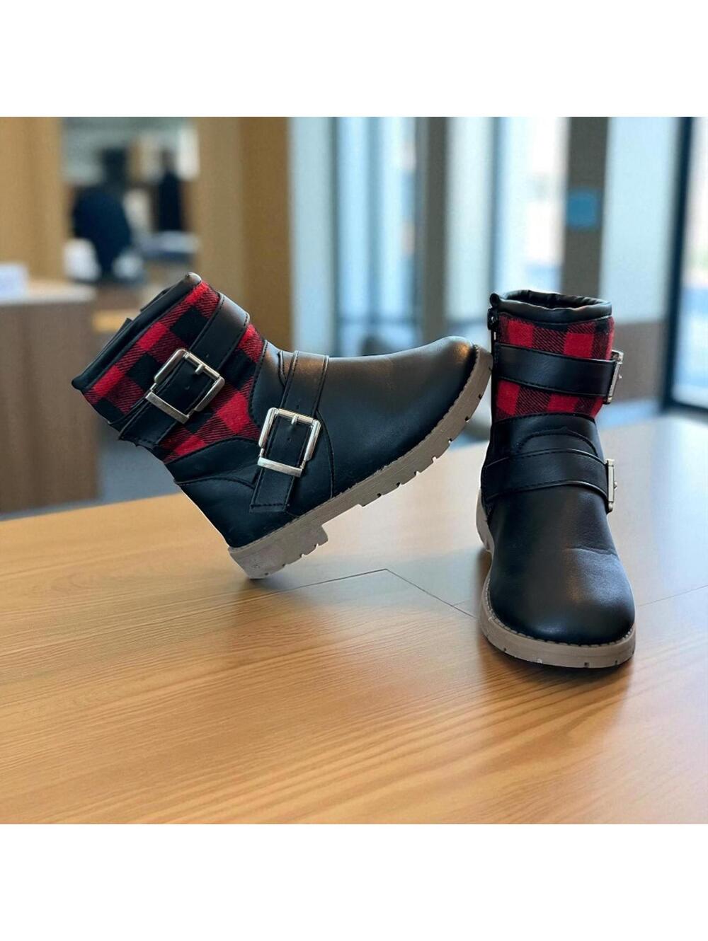 Stepping Stones Boots Girls Size 7 Red Black Boots
